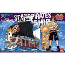 Bandai Grand Ship Collection Spade Pirates’ Ship model kit with sails and water base from One Piece anime, Ace’s flagship