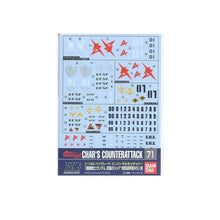 Bandai Gundam Decal #71 sheet featuring Earth Federation insignias and markings for 1/144 HGUC Char’s Counterattack models