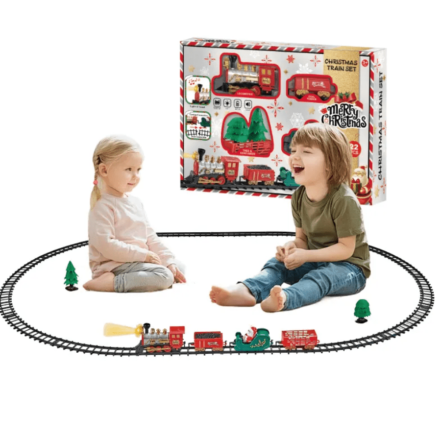 22-Piece Battery-Operated Christmas Train Set with Lights, Sound, and Animated Features – Holiday Décor & Gifts