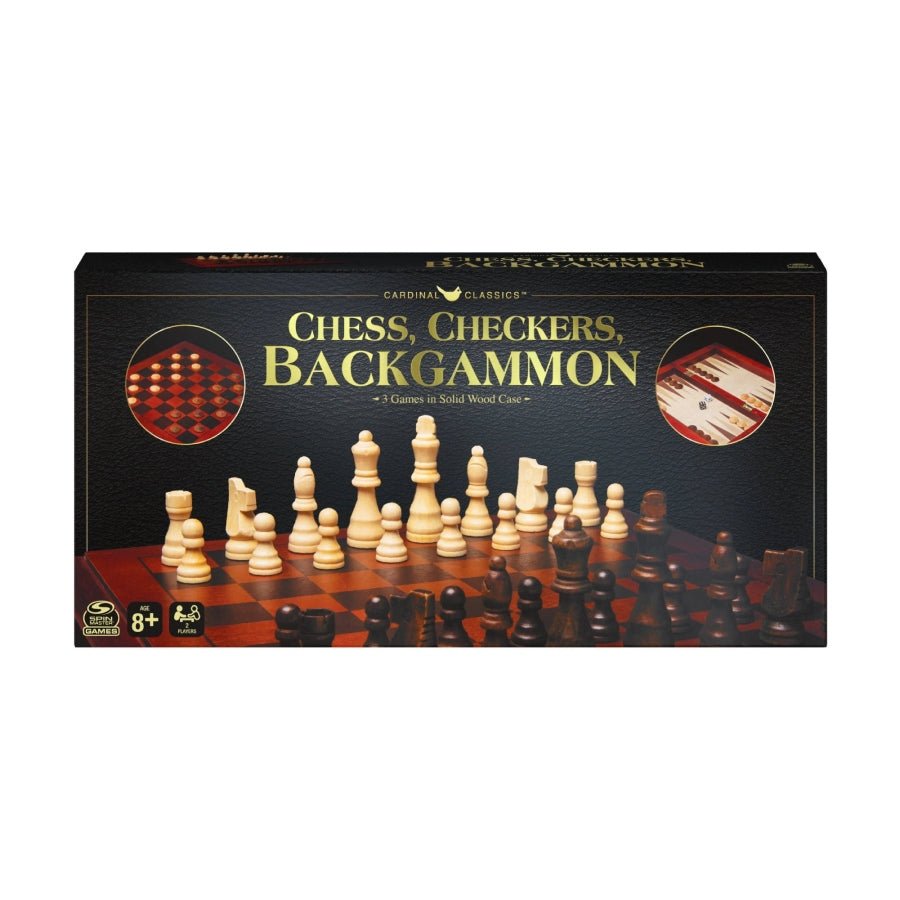 Classic Games Deluxe Backgammon, Chess & Checkers – 3-in-1 – Aussie Hobbies