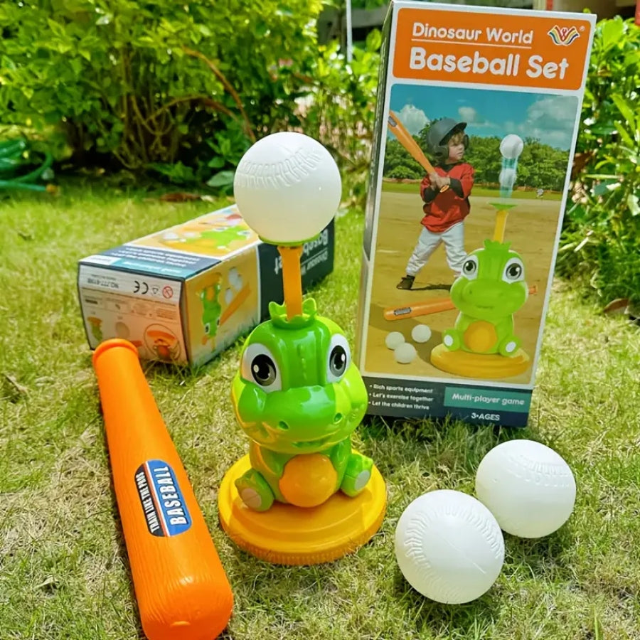 Dinosaur Baseball Game for Kids – fun interactive sports toy with dinosaur launcher, bat & soft balls for outdoor or indoor play.