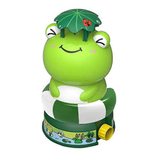 Frog Fountain Sprinkler for Kids – cute green outdoor sprinkler toy that sprays water upwards for backyard fun.