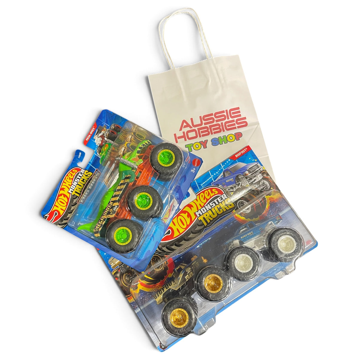 Hot Wheels Monster Trucks bundle – Demo Doubles 2-pack and Big Rigs truck