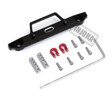 INJORA 58×15mm aluminum front bumper with 2 D-rings mounted on Axial SCX24 crawler