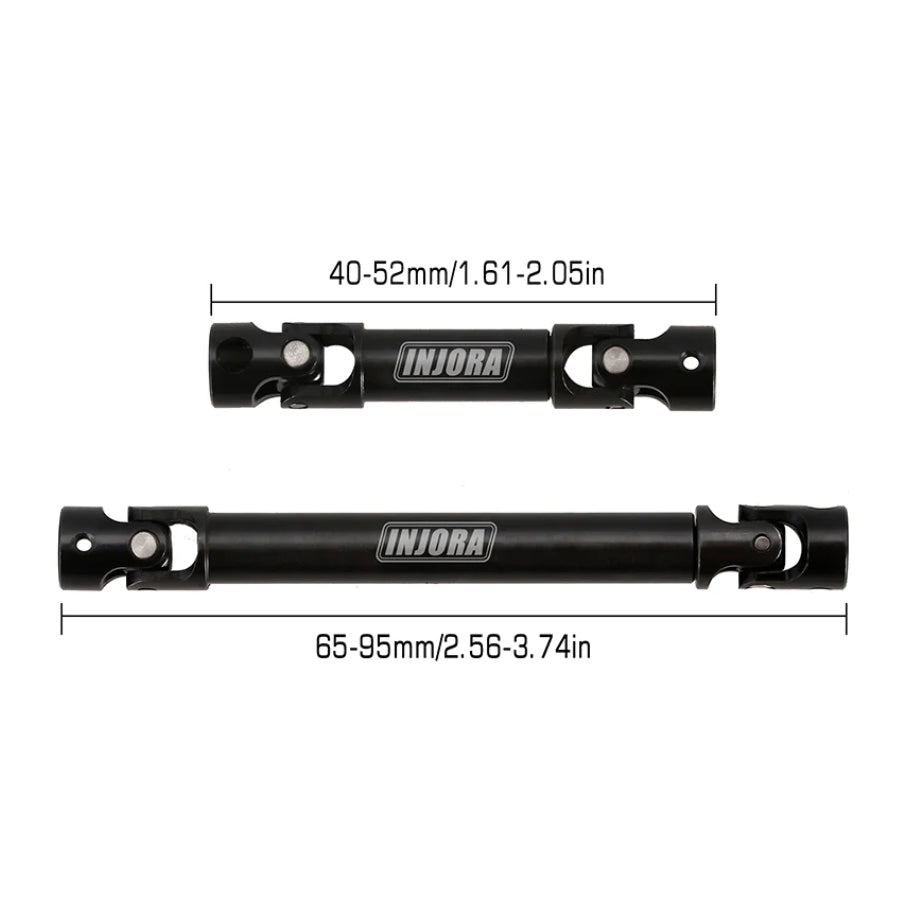 INJORA steel front, rear, and center drive shafts for 1/24 scale RC rock crawlers like Axial SCX24
