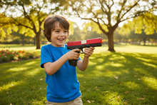 Kid Playing with Toy Foam Dart Blaster