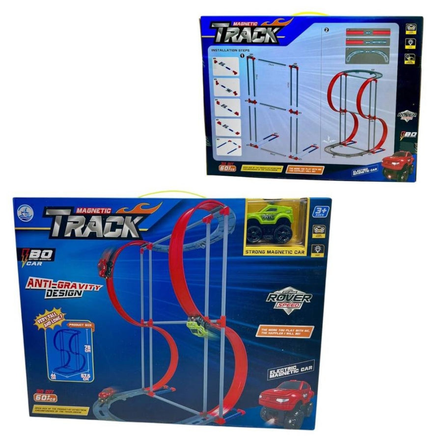 Magnetic Track Building Set for Kids – creative STEM learning toy with magnetic track pieces for building, connecting, and racing fun.
