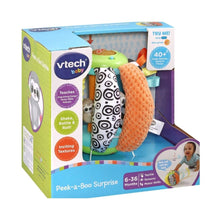 VTech Peek-a-Boo Surprise toy with spinning sloth characters, light-up button, and textured surfaces