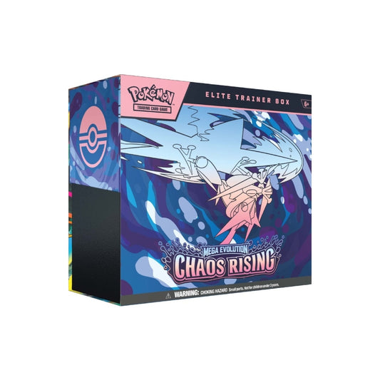 Pokemon TCG Mega Evolution Chaos Rising Elite Trainer Box with booster packs and accessories