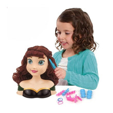 16-inch Princess styling doll head (Anna or Elsa) with long hair and included hair styling accessories