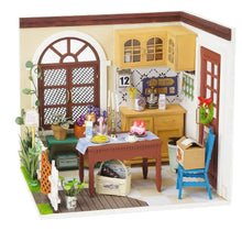 Robotime Mrs Charlie’s Dining Room DIY miniature room kit with furniture, lights, and detailed interior décor