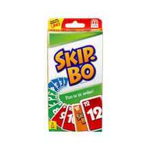 Skip-Bo Card Game box with colourful numbered cards and wild Skip-Bo cards for fun family sequencing gameplay