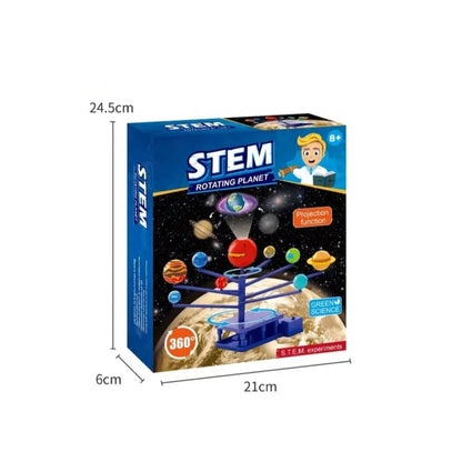 STEM Rotating Planet educational science kit showing a working model of a planet’s rotation and orbit, designed for kids’ learning and school projects.