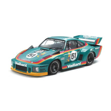 Tamiya 20071 Porsche 935 Vaillant 1/20 model kit box with iconic turquoise race car and Vaillant livery