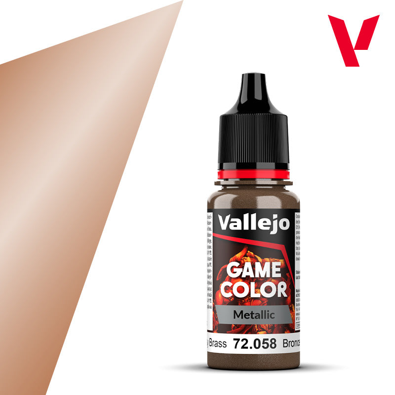 Vallejo Game Colour Metal Brassy Brass 18ml AV72058 paint bottle