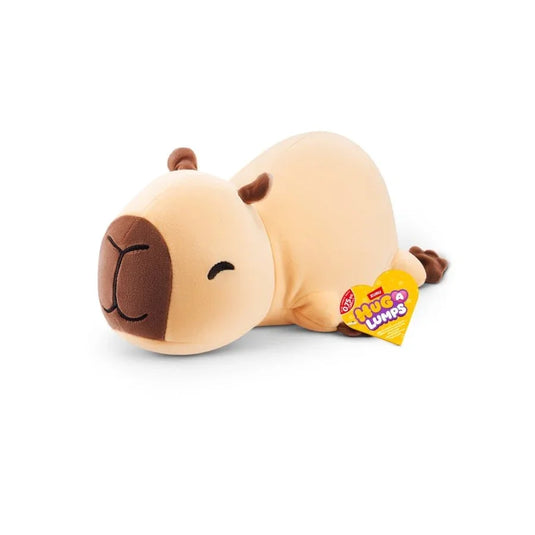 Cute brown weighted plush toy capybara from Hug-A-Lumps series on white background