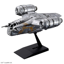 Bandai Star Wars Vehicle Model Razor Crest Silver Coating Version G5061795 – premium metallic model kit with display stand.