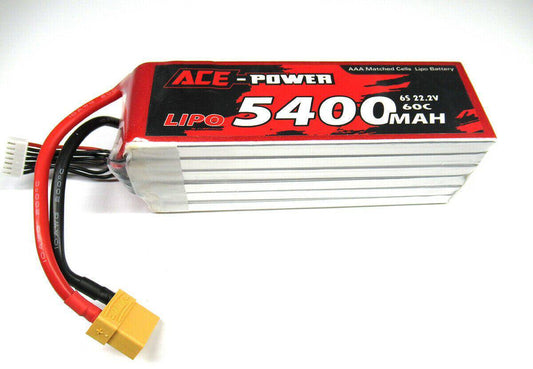 Ace Power - 22.2v 5400mAh SC 60C 6S Soft Case Battery w/XT-90 - Aussie Hobbies 