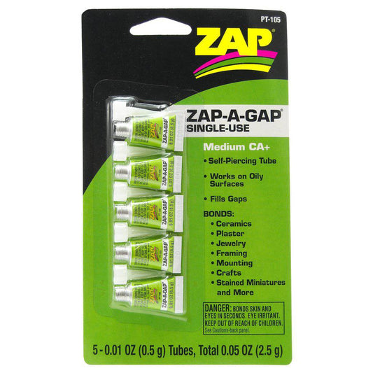 Zap Pt-105 .01 Oz. Green Single Use Zap-A-Gap (Carded 5 Pack) - Pt-105 - Aussie Hobbies 
