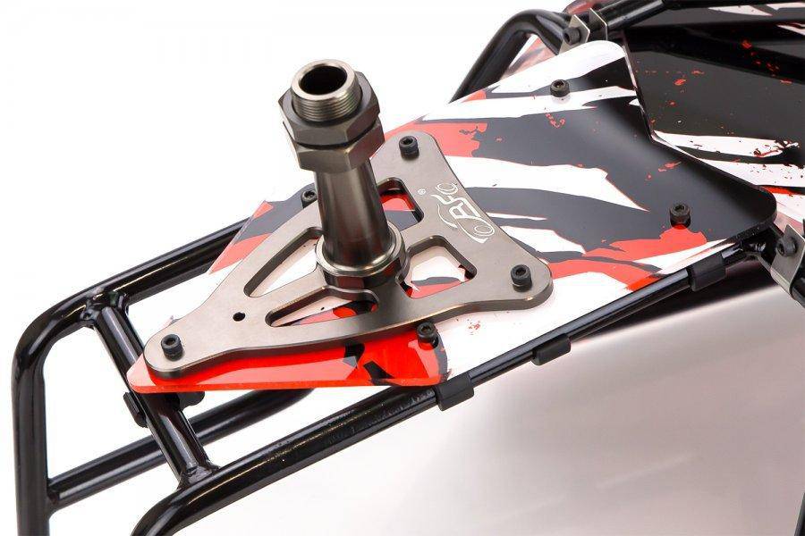 852311 | Rovan Black Steel GT Sand Rail Baja Roll Cage w/ Painted Red Panels and LED Spot Lights & Spare Tyre Mount - Aussie Hobbies 