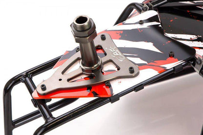 852311 | Rovan Black Steel GT Sand Rail Baja Roll Cage w/ Painted Red Panels and LED Spot Lights & Spare Tyre Mount - Aussie Hobbies 