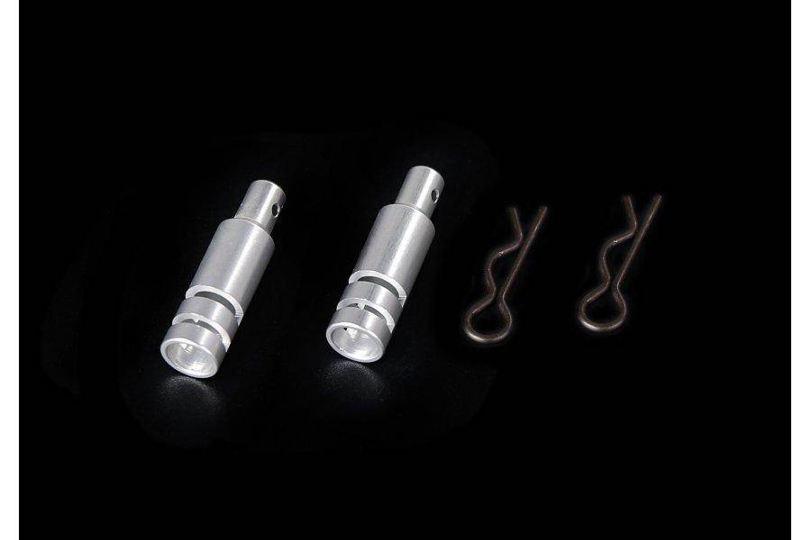 951421 | Rovan Baja Silver Aluminium Rear Body Post /w Body Pins 2Pcs - Aussie Hobbies 