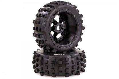 95159 | Rovan 4.7/5.5" Baja 5T/5SC Rear MX Tyres on Black Rims - Beadlocked Wheels 2Pcs - Aussie Hobbies 