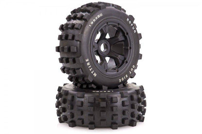 95159 | Rovan 4.7/5.5" Baja 5T/5SC Rear MX Tyres on Black Rims - Beadlocked Wheels 2Pcs - Aussie Hobbies 
