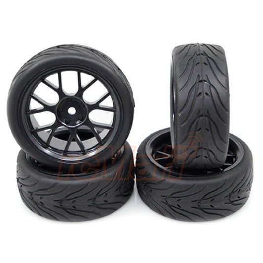 Yeah Racing Spec T LS Wheel Offset 3 Black w/Tire 4pcs For 1/10 Touring
