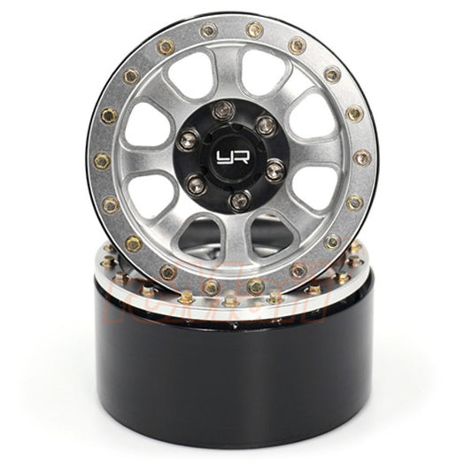 Yeah Racing 1.9 Aluminum CNC 8 Spoke Beadlock Wheel w/Wheel Hub 2pcs Silver