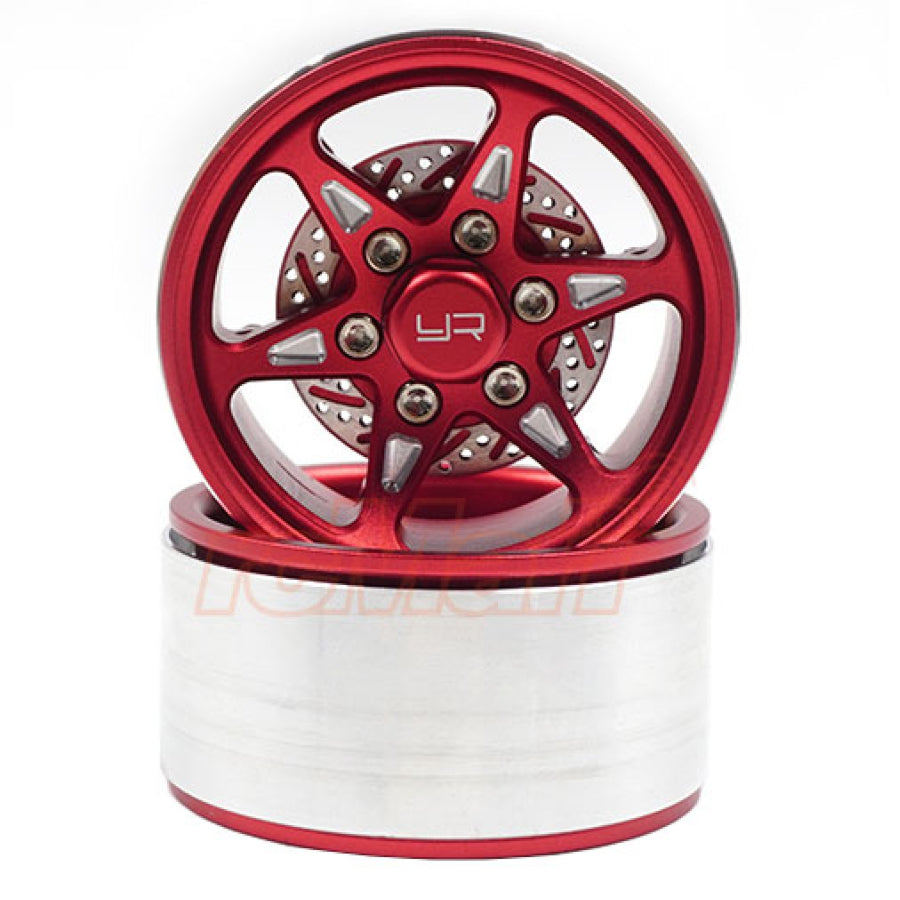 Yeah Racing 1.9 Aluminum CNC BXN 6 Spoke Beadlock Wheel w/ Brake Rotor 2pcs