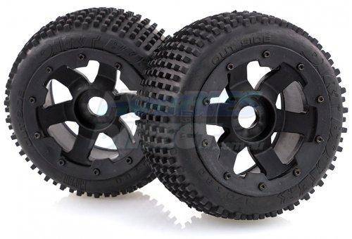 850232 | Rovan 4.7/5.5" Baja 5B Rear Dirt Buster Tyres on Black Rims - Beadlocked Wheels 2Pcs - Aussie Hobbies 