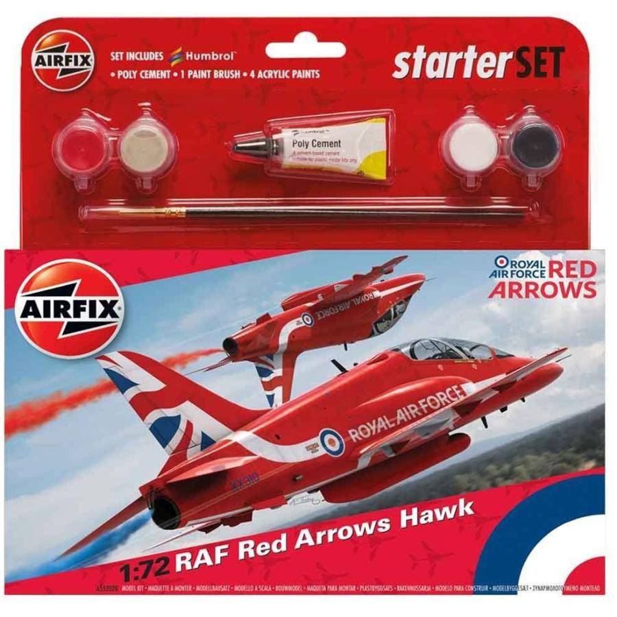 AirFix Medium Starter Set RAF Red Arrows Hawk 1:72 - Aussie Hobbies 