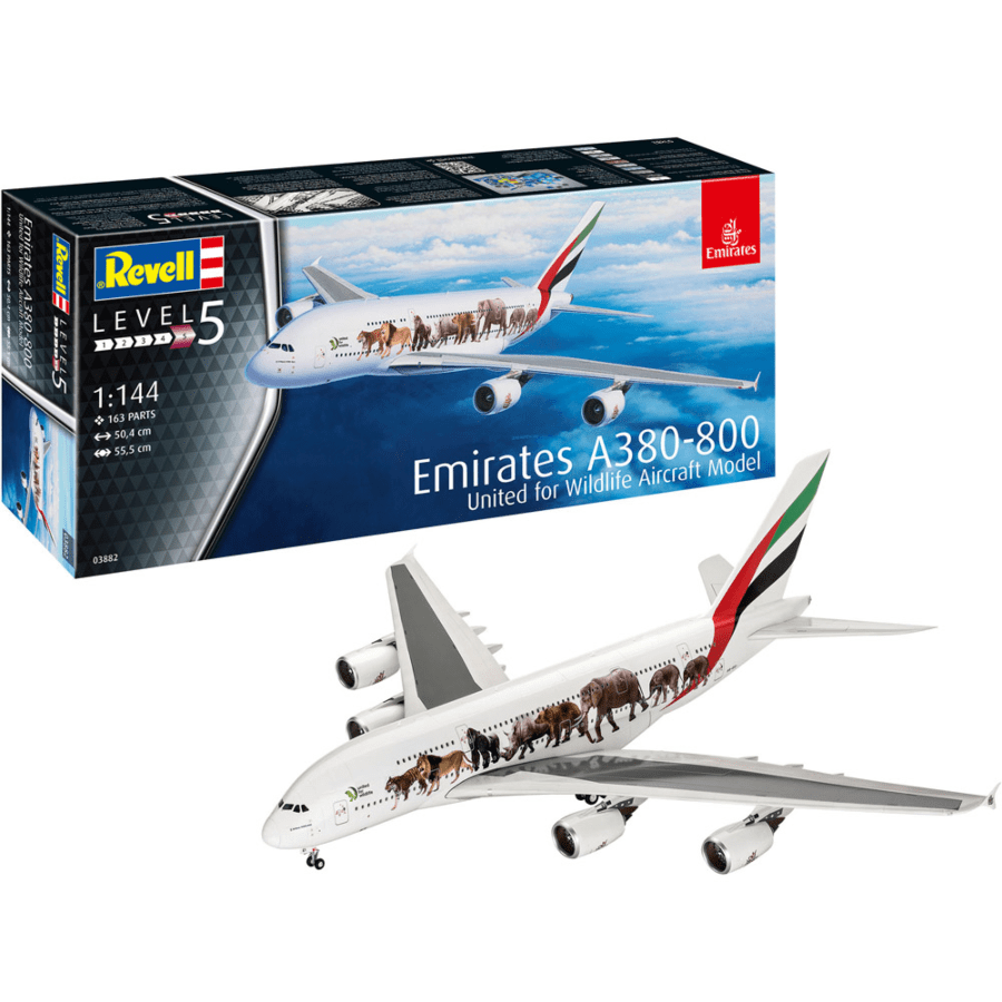 Revell Airbus A380-800 Emirates "Wild Life" Plastic Model Kit - Aussie Hobbies 
