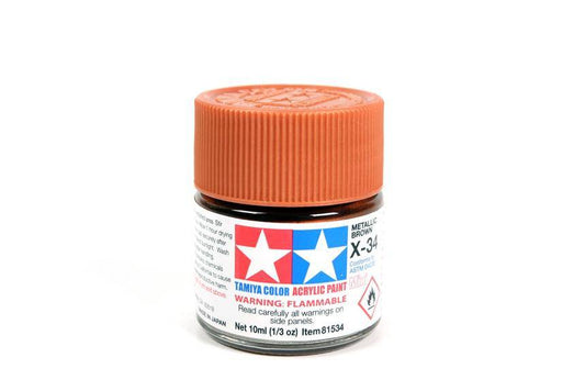 Tamiya - Mini Acrylic Metal Brown X-34 - Aussie Hobbies 