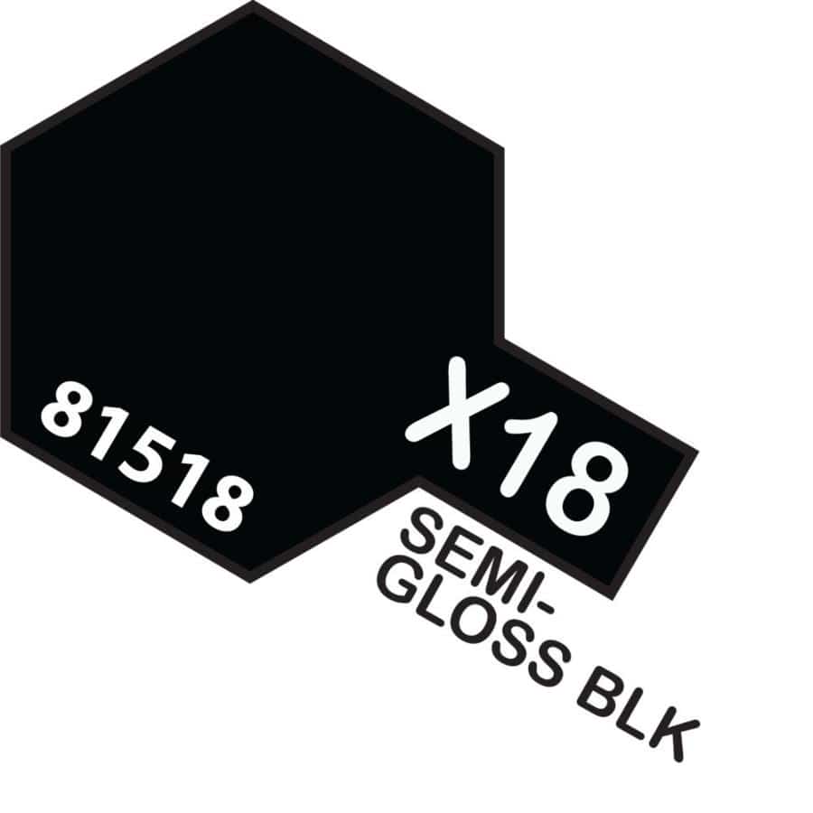 Tamiya Mini Acrylic Paint – Semi Gloss Black (X-18) – 10ml