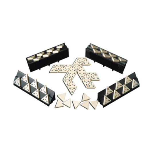 Triominos Deluxe triangular tile game set with numbered pieces and deluxe playing surface