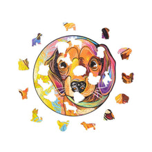 Wood Trick Lucky Puppies Charlie premium wooden jigsaw puzzle box with puppy artwork.